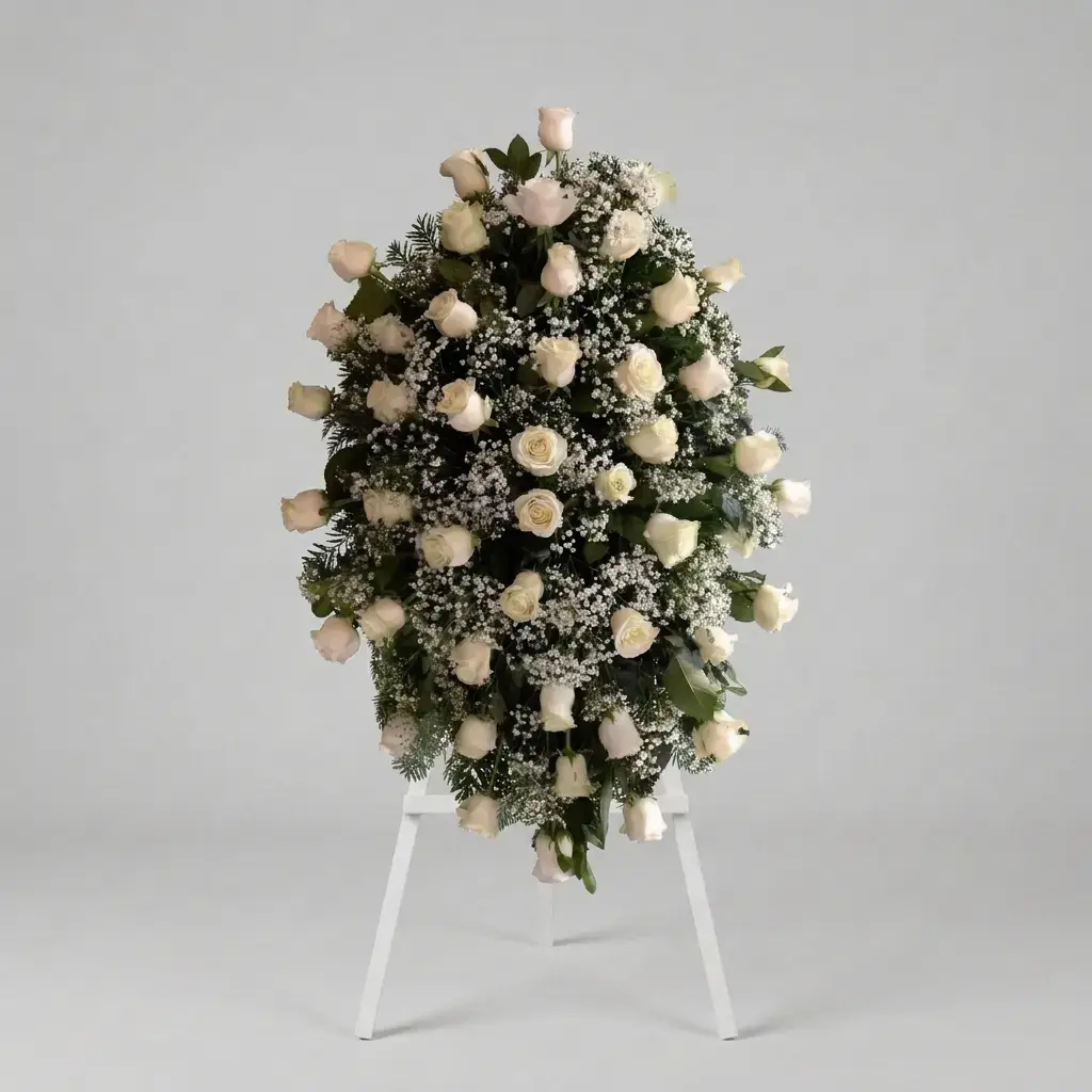 White Roses and Peace Pedestal — Condolences — Amore Mio Flower Shop — delivery Portoviejo and Manta