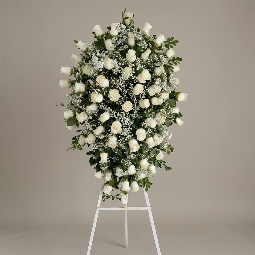 Arreglo fúnebre - Lágrima Fúnebre Serenidad Blanca — Condolencias — Amore Mío — envío Portoviejo y Manta