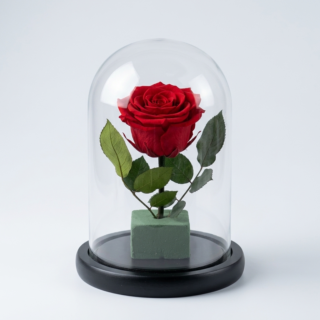 Caja de Flores - Eternal Rose In Glass Dome — Anniversary, Birthday — Amore Mio Flower Shop — delivery Portoviejo and Manta