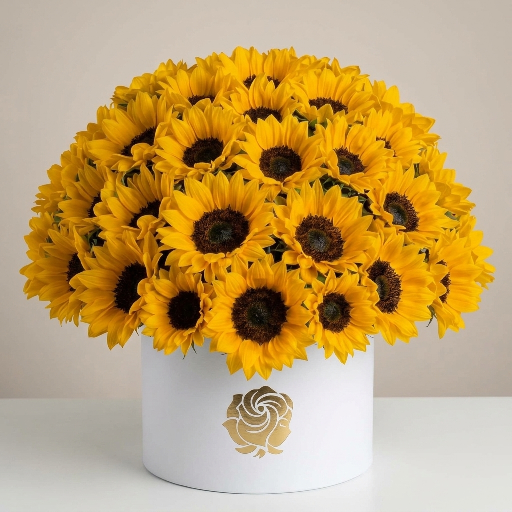 Caja de Flores - Sombrerera Imperial de Girasoles